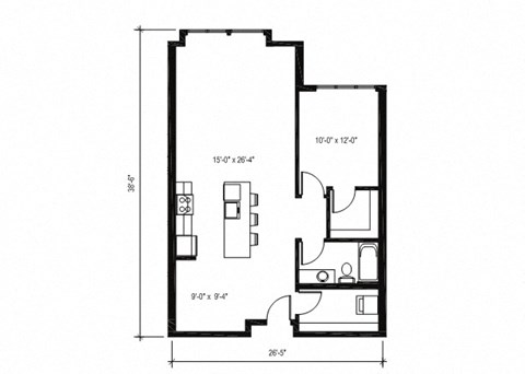 Stack House Apartments in Seattle, Washington 1x1 Floor Plan